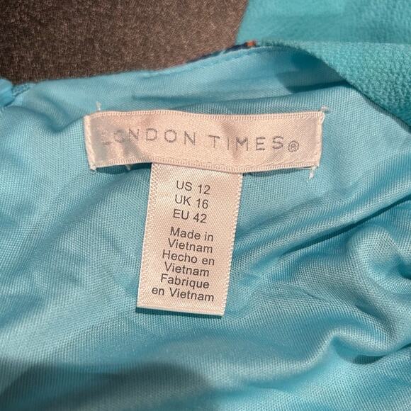 LONDON TIMES Maxi Dress NWT $120 Aqua Yellow Floral Size 12 - Picture 9 of 9